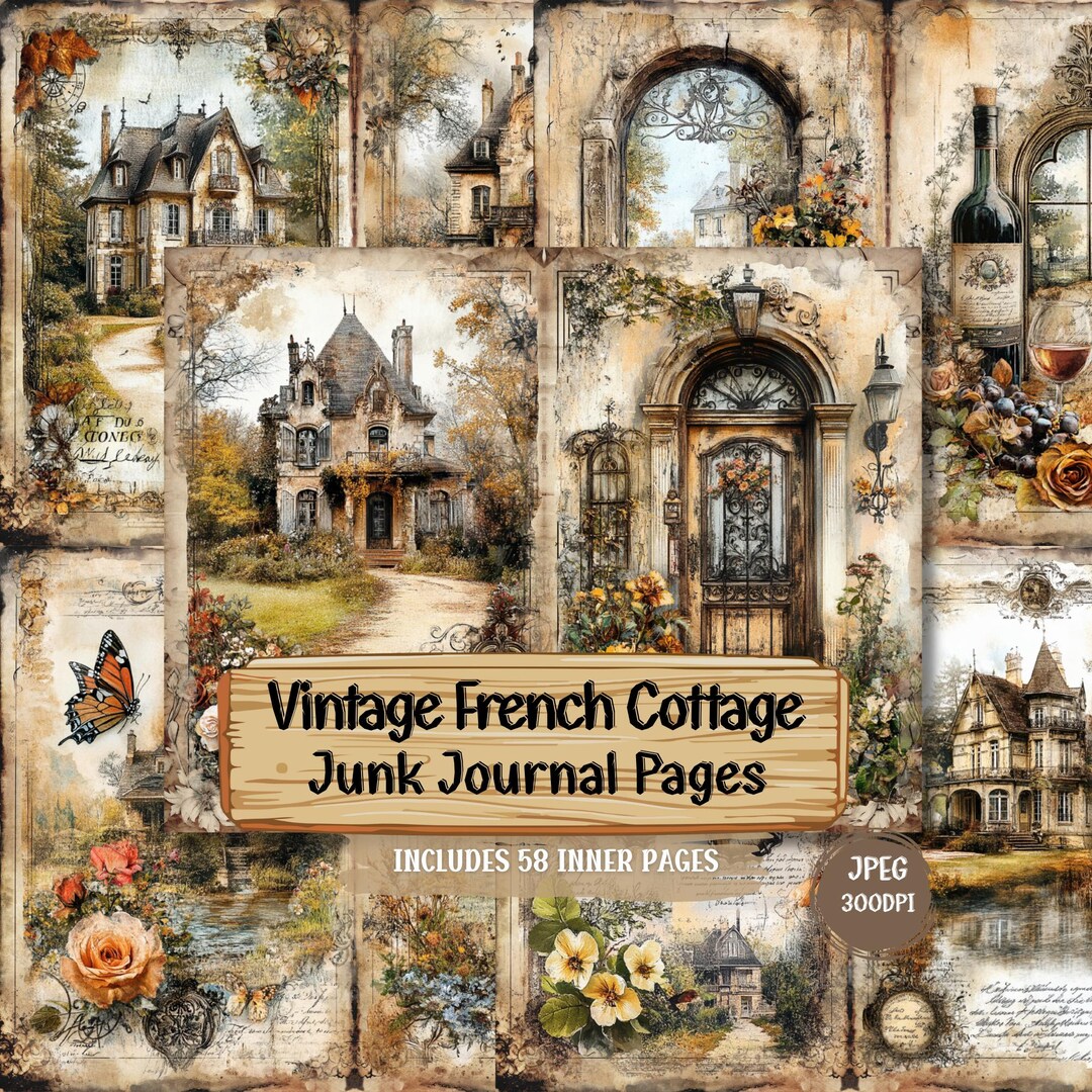 Vintage French Cottage Junk Journal Pages | Autumn Country Home, Rustic ...