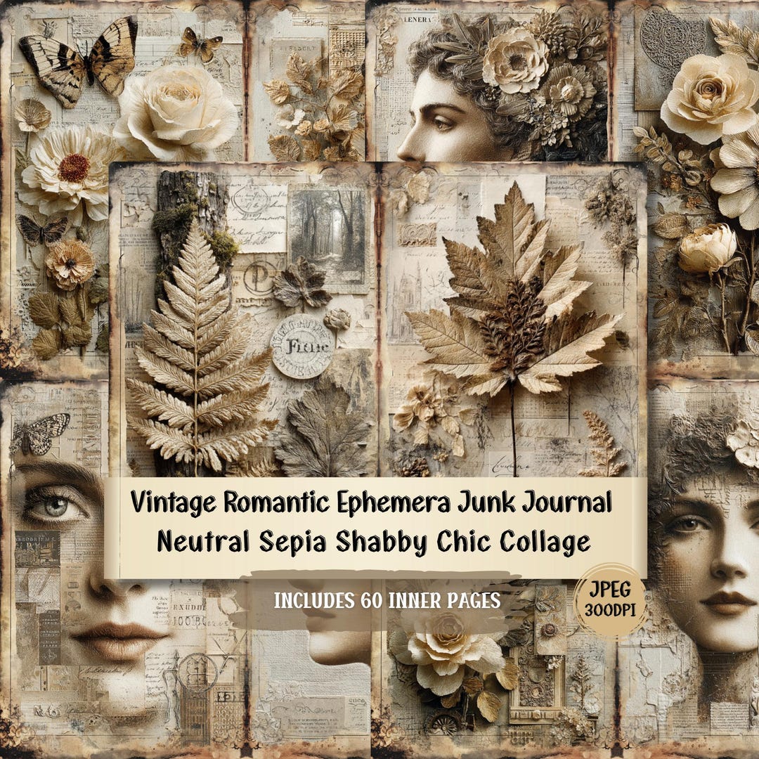 Vintage Romantic Ephemera Junk Journal Pages | Antique Portrait Lady ...