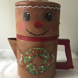 Gingerbread painted on repurposed percolator