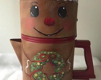 Gingerbread painted on repurposed percolator