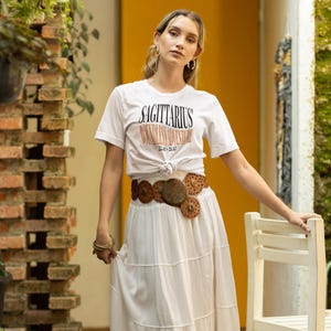 Camiseta del horóscopo del zodiaco Sagitario: camiseta con gráficos astrológicos, camiseta Mystical Star Boundless Adventure, regalo de karma astrológico celestial