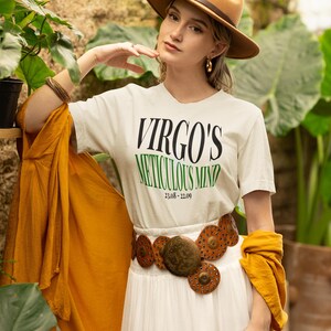 T-shirt horoscope vierge zodiaque : chemise graphique astrologie, t-shirt esprit méticuleux étoile mystique, cadeau symbole astrologique céleste