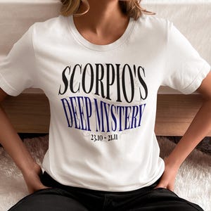 T-shirt horoscope zodiaque scorpion : chemise graphique astrologie, t-shirt étoile mystique profond mystère, cadeau symbole astrologique céleste Karma Wear