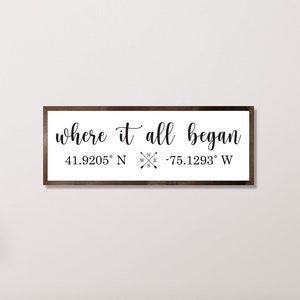 Where It All Began Wedding Gift, Where It All Began Coordinates, Where It All Began Sign, Wedding Gifts Personalized Signs, Bridal Shower