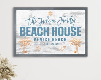 Personalized Beach House Sign, Beach House Decor, Beach Sign, Beach Cottage, Custom Beach Home Theme, Shore House Decor Coastal, Beach Gift