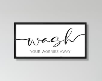 Waschen Sie Ihre Sorgen weg, Badezimmerschild, Schild für Badezimmer, Baddekor, Badezimmerholzschild, Badezimmerwandkunst, Gästebettenzimmerschild über der Wanne