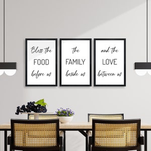 Set Of 3 Bless The Food Before Us Wood Sign, Dining Room Wall Decor, Kitchen Wall Decor, Kitchen Signs, Bless The Food, Wall Prayer Sign