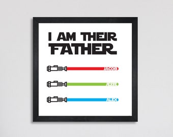 I Am Their Father, Father's Day Gift From Kids, Gift From Daughter, Light Saber Gift, Custom Dad Lightsaber Sign, Dad Gift From Kids, Wife