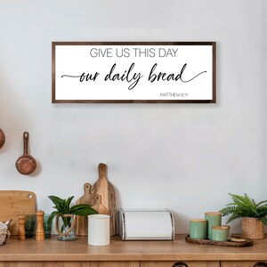 Plaque Donnez-nous ce jour notre pain quotidien, plaque de salle à manger, plaque pour cuisine, décoration murale salle à manger, décoration murale écriture de la ferme, art mural