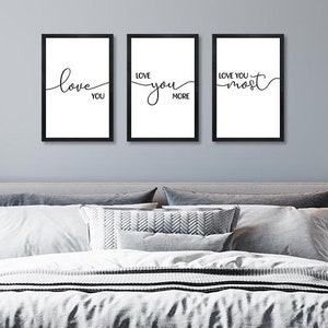 Set of 3 Master Bedroom Prints, I Love You More Sign, Bedroom Wall Decor, Wall Art, I Love You Most, Unique Anniversary Gift For Couples