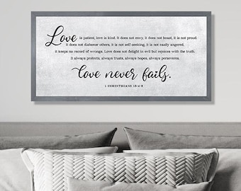 Master Bedroom Wall Art, Sign For Above Bed, Master Bedroom Wall Decor, Love Is Patient Love Is Kind, Wall Decor, Bedroom Signs, Anniversary
