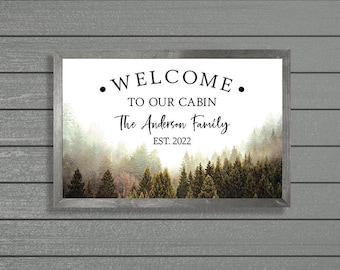 Personalized Sign For Cabin, Welcome To Our Cabin Art, Custom Cabin Signs, Welcome Cabin Sign, Cabin Decor, Family Cabin Sign, Digital Print