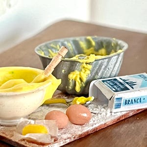 Butter cake prep board - 12th scale dollhouse miniature