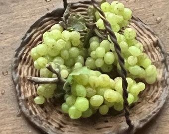 Grapes in a basket - unique -  12th scale scale dollhouse miniature.