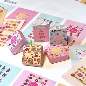 Pâtisserie PRINTABLE PDF - 7 printable boxes and 7 printable shopping bags - 1/12 scale miniature