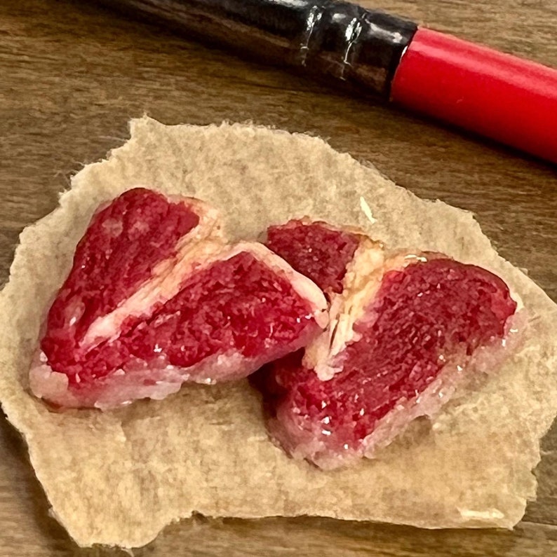 Beef chops ready for barbecue. 1/2 scale miniature image 2