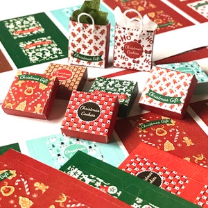 Christmas new PRINTABLE PDF - 7 printable boxes and 7 printable shopping bags - 1/12 scale miniature