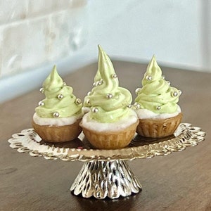 Cupcakes presented on a silver cake stand 1/12 scale miniature image 4