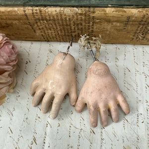 Antique Composition Doll Hands- Vintage Arms with Wires- Replacement Parts or Art Supply