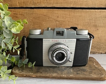 Vintage Kodak Pony 135 Camera With Leather Case - Retro Photo Prop
