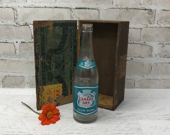 Vintage Bottle- Canada Dry Club Soda Teal and Red Design- Collectible Bottle