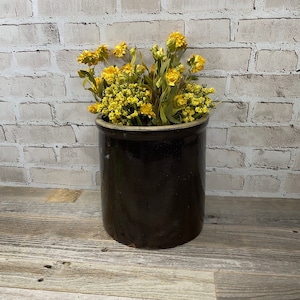 Vintage Crock Steingut - Keramik braun - glasiert mit beigen Band - rustikale Bauernhaus Dekor - Urne primitiv