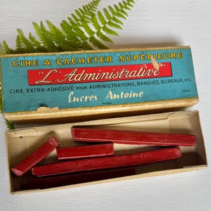Vintage French Sealing Wax in Box- Paris- Vintage Office Supplies