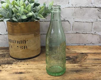 Vintage Quality Brand Soda Water Coca Cola- Asheville, NC- Aqua Bottle Antique Bottle- Seafoam- Collectible Bottle