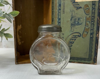 Vintage Jar with Clock Face- Nash Underwood Happy Time Mustard Jar- Condiment- Whimsical