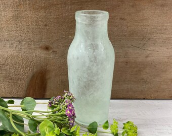 Antique Bottle- Blue Green Aqua Glass- Farmhouse Bottle Collectible