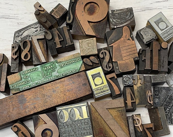 Vintage Printer Blocks 48 Wooden Number Block Steampunk Business Supply