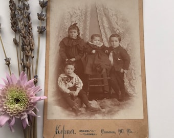 Victorian Children- Siblings- Antique Cabinet Card- Cameron, WV- Paper Ephemera Antique Photo Portrait Photo