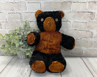 Vintage Teddy Bear Plush Animal- Stuffed- Vintage Nursery Decor- Button Eyes