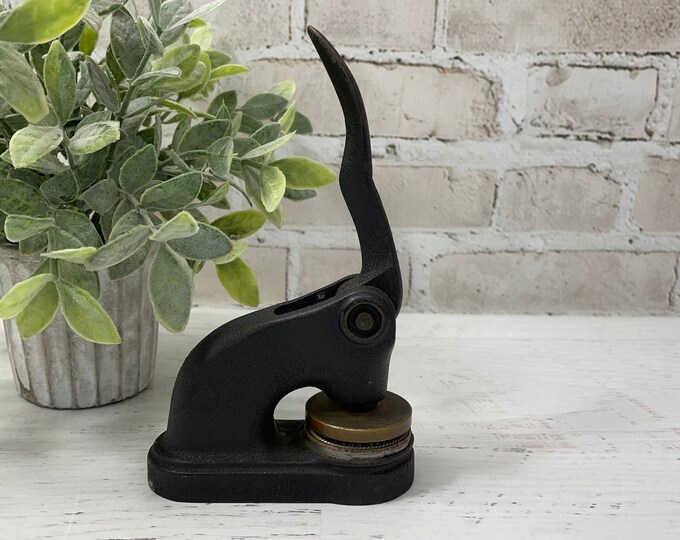 Antique Stamp Embosser Hand Embossing Notary Seal Cast Iron Stamps and
