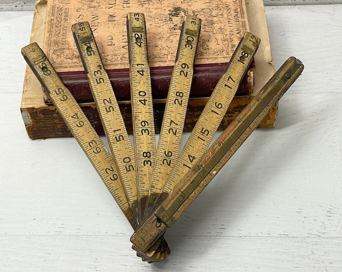 Wooden Folding Ruler Vintage Lufkin Measurement Extension Ruler With