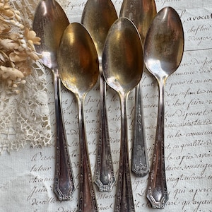 Set of 6 Vintage Silverplate Teaspoons, Mixed Patterns