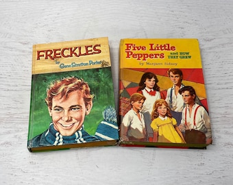 Vintage Illustrated Hardcover Books: Five Little Peppers & Freckles