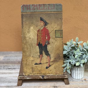 Antique French Advertising Panel Signed J. Proveaux- Morelli Theater Art on Wood