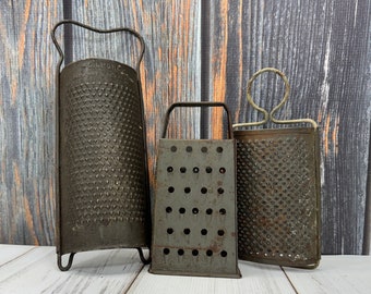 Vintage Shredders- Grater- Zester Lot- Farmhouse Kitchen Metal Primitive Decor- Antique Tool- Collectible- Gilmore