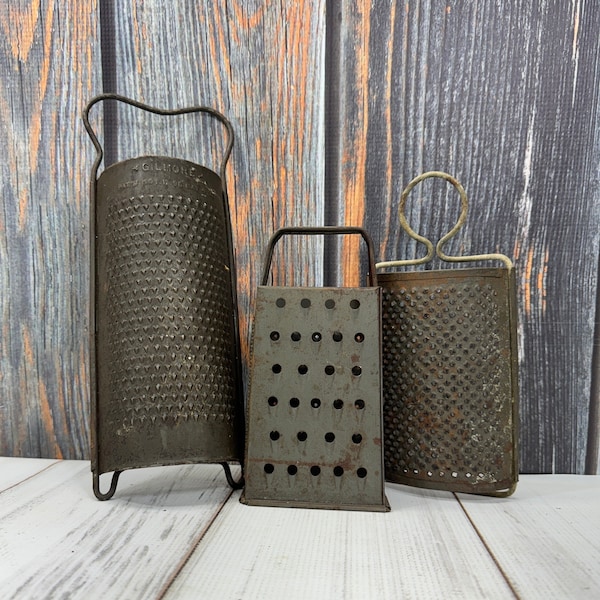 Vintage Shredders- Grater- Zester Lot- Farmhouse Kitchen Metal Primitive Decor- Antique Tool- Collectible- Gilmore