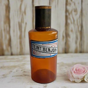 Antique French Apothecary Bottle with Lid and Porcelain Label- Cabinet of Curiosities 1800&#39;s Druggist
