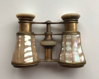 Opera Binoculars Vintage Brass Pearl Handle Antique Binoculars Telescope Gift.