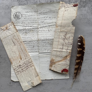 Antiche carte manoscritte, calligrafia del 1800, sigilli, effimeri per l'artigianato