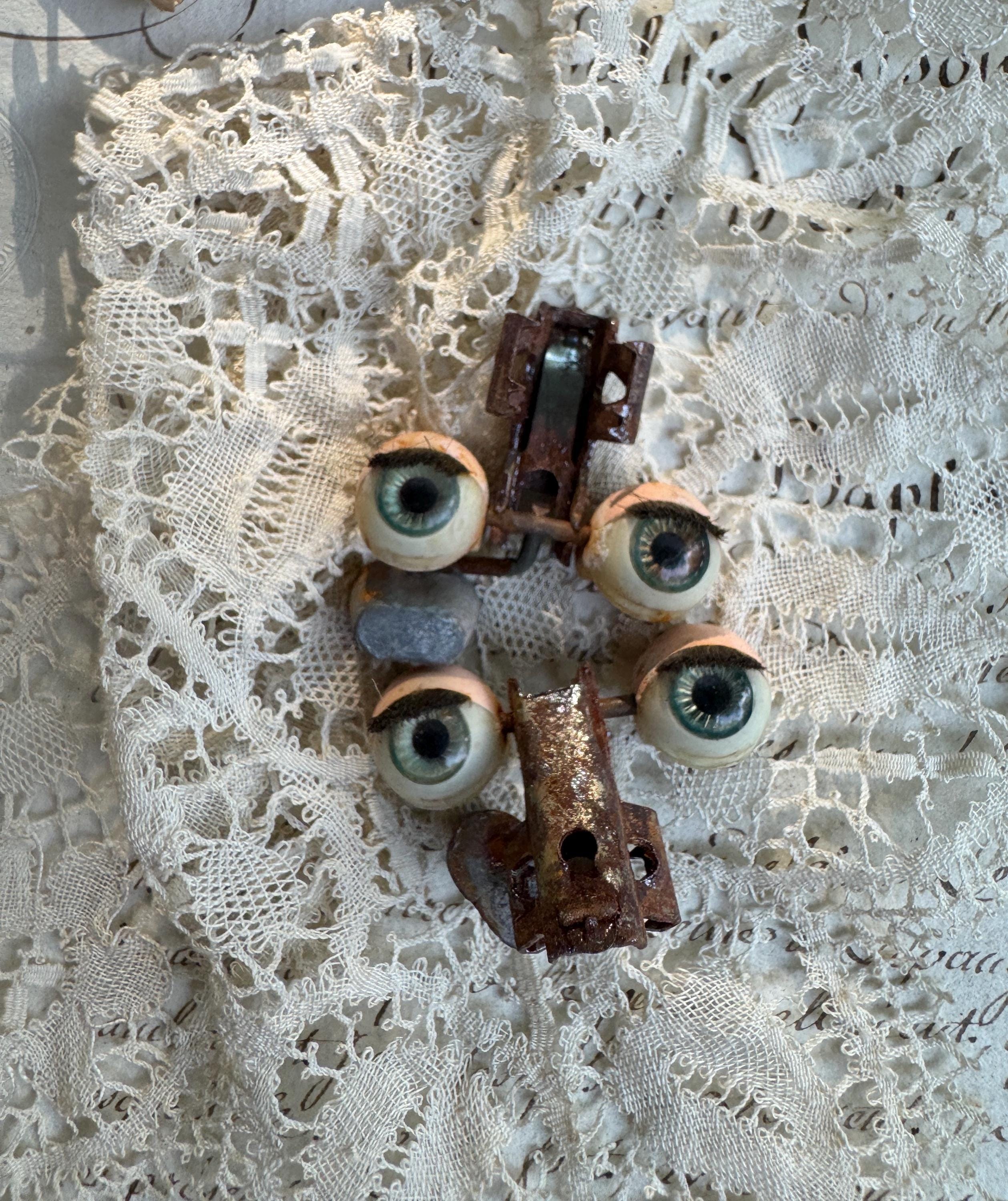 Vintage Doll Eyes- Strange Creepy Eye Parts- Antique Doll Parts- Oddity- Curiosity