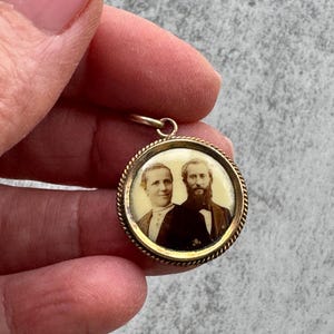 Victorian Sepia Photo Pendant: Gold Filled Mourning Jewelry