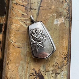 Antique French Silver Baby Rattle, Rose Floral Embossed Design, Victorian Keepsake Pendant