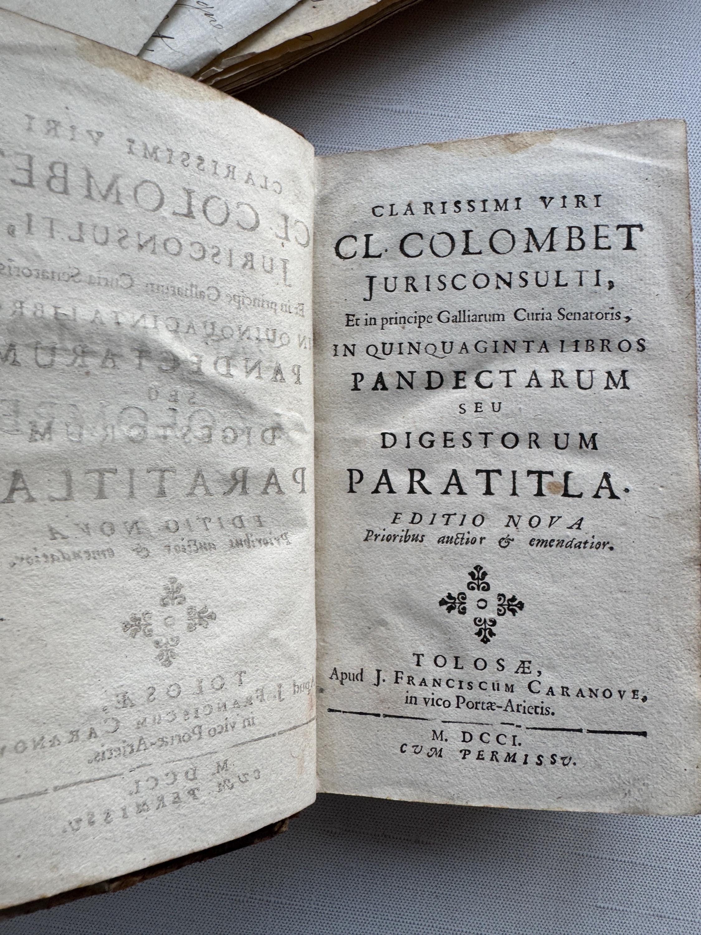 洋書 ANTIQUITES DE L'ESPAGNE 1721 French Law Book in Latin- Antique Leather Bound Gilt Spine