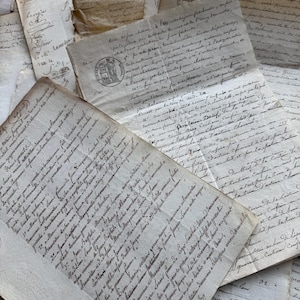 アンティークフランスのエフェメラ：1800年代の印章付き法的文書（5枚
