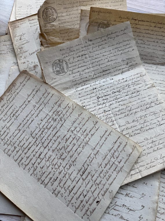 フランス アンティーク 手書き公文書 30枚 1800年代 - A22 メルカリ