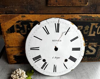 Antique French Enamel Clock Face: 1800's Roman Numerals, Horologist Part